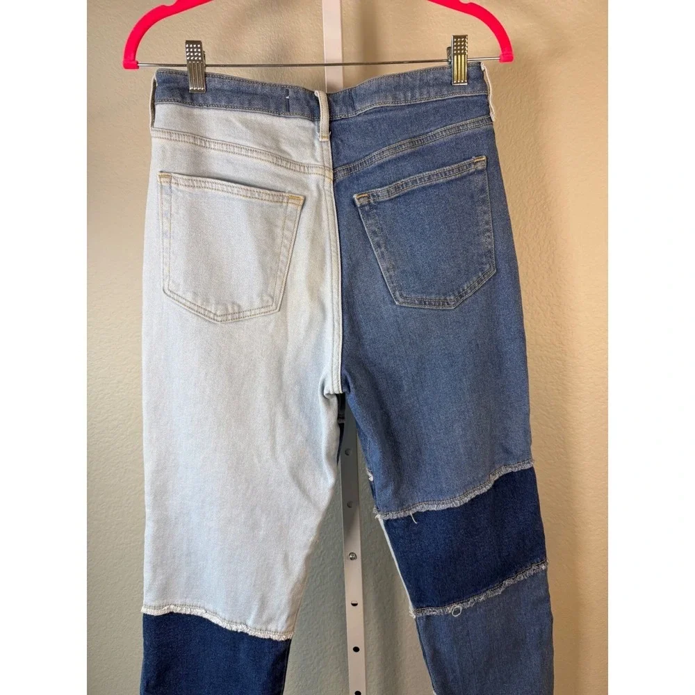 Hollister Ultra High-Rise Vintage Straight Patchwork Jeans Blue Multi Size 7R 28 - Picture 9 of 10